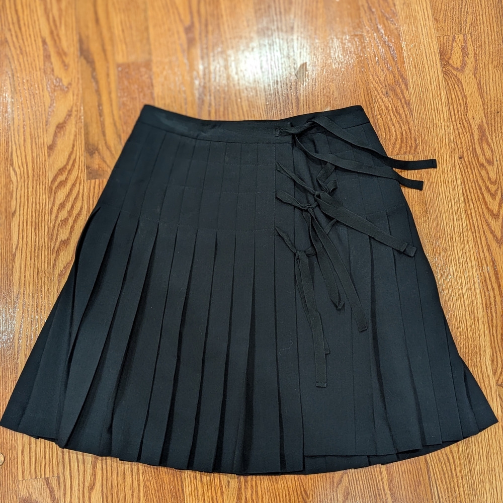Retro Chic Preppy Black Pleated Skirt M